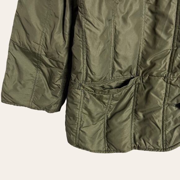 Vintage Bill Blass Olive Green Down Insulated Nylon Quilted Jacket Size L - Picture 5 of 10